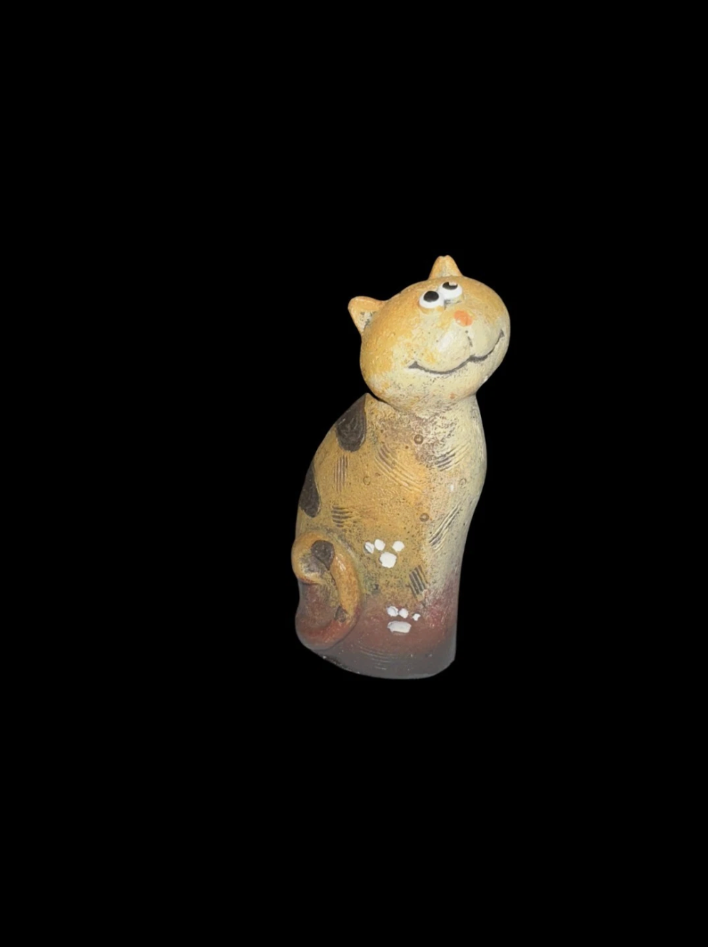 Charming handmade wood cat figurine
